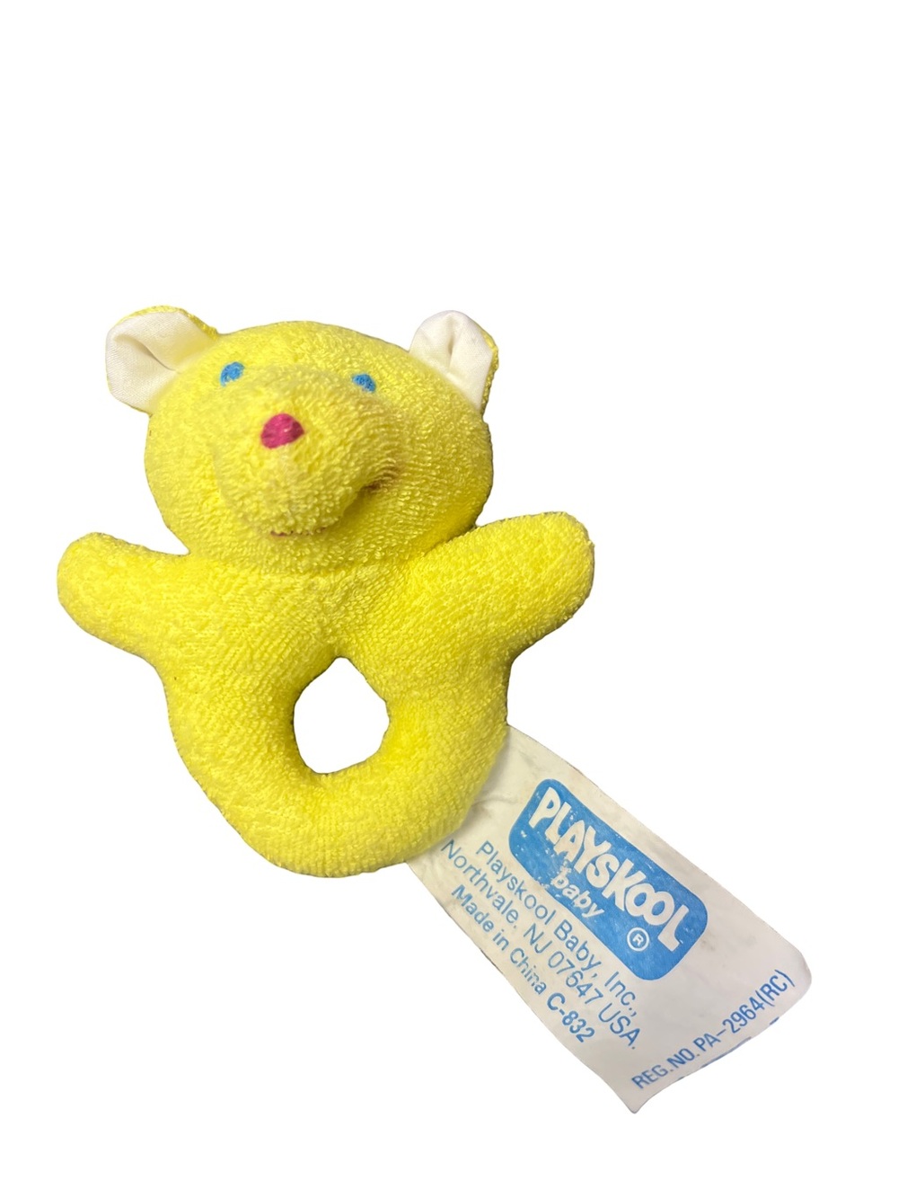 vintage playskool 1988 Terrycloth Bear Li’l Grabber 5163 Rattle